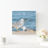 Zeemschedel op het strand vierkante klok (Huis)