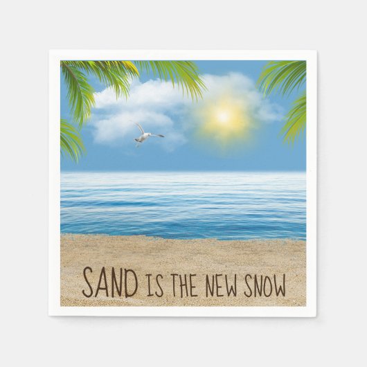 Zeemstrand met palmvaten servet (Voorkant)