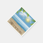 Zeemstrand met palmvaten servet (Hoek)