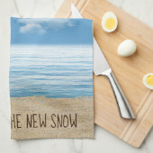 Zeemstrand met palmvaten theedoek (Quarter Fold)