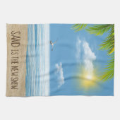 Zeemstrand met palmvaten theedoek (Horizontaal)