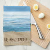 Zeemstrand met palmvaten theedoek (Quarter Fold)