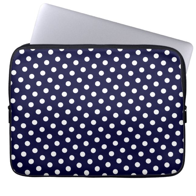Zeemuizen met blauw en witte pokadop laptop sleeve (Voorkant)