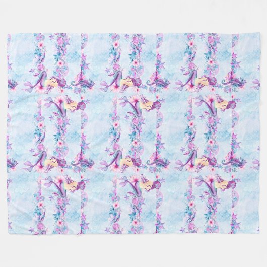 Zeemuizen, zeebaars, blauw fleece deken (Voorkant (Horizontaal))