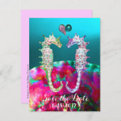 ZEENAALDEN VERLIEFDE, BLAUWE ROZE PARELMOER, Save  Aankondigingskaart (Voorkant / Achterkant)