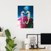 ZEENAALDEN VERLIEFDE EN ROZE BLAUWE PARELMOER POSTER (Thuiskantoor)