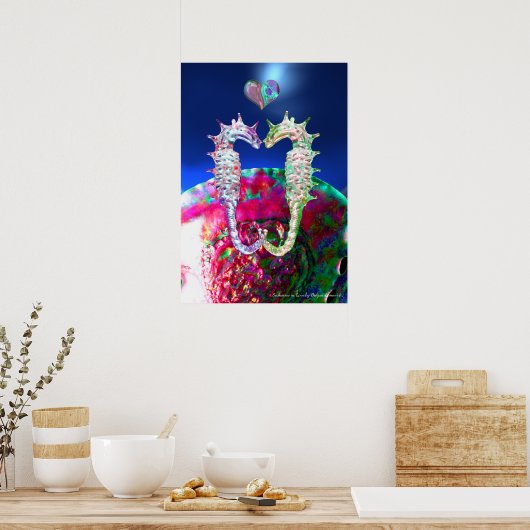 ZEENAALDEN VERLIEFDE , ROZE BLAUWE PARELMOER POSTER (Keuken)