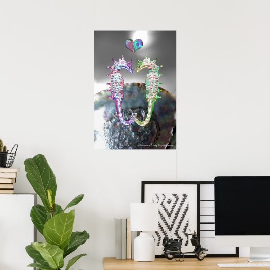 ZEENAALDEN VERLIEFDE ROZE FUCHSIA PARELMOER POSTER (Thuiskantoor)