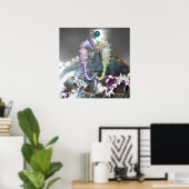 ZEENAALDEN VERLIEFDE , ROZE WITTE PARELMOER POSTER (Thuiskantoor)