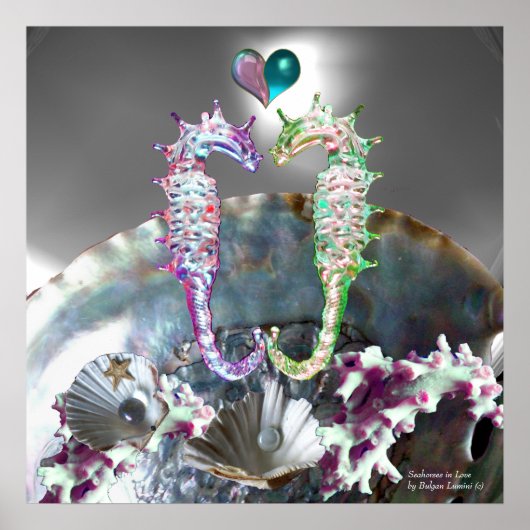 ZEENAALDEN VERLIEFDE , ROZE WITTE PARELMOER POSTER (Voorkant)