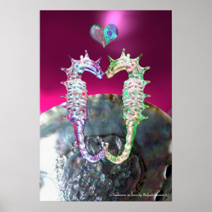 ZEENAALDJES IN DE LIEFDE ROZE FUCHSIA PARELMOER POSTER