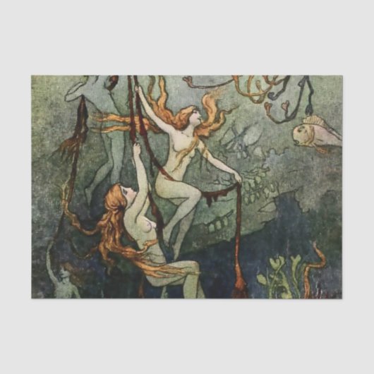 “Zeenimfen” door Warwick Goble Tissuepapier (Voorkant)