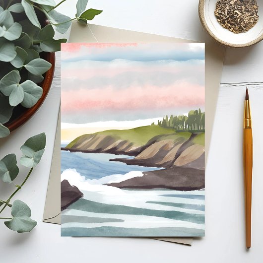 Zeeoever | Kust Watercolor Schilderij Briefkaart