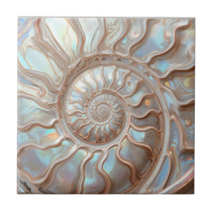Zeeoor en Parel Nautilus Schelp Tegeltje