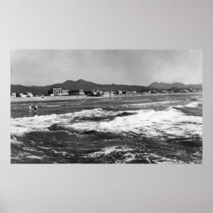 Zeeoor, oregon Beach Scene uit Water Photograp Poster