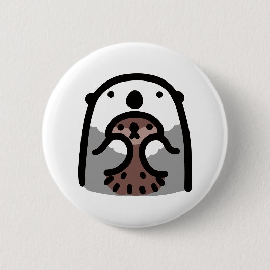 Zeeotter die haar kostbare baby vasthoudt ronde button 5,7 cm (Voorkant)