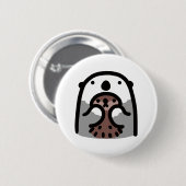 Zeeotter die haar kostbare baby vasthoudt ronde button 5,7 cm (Voorkant /achterkant)