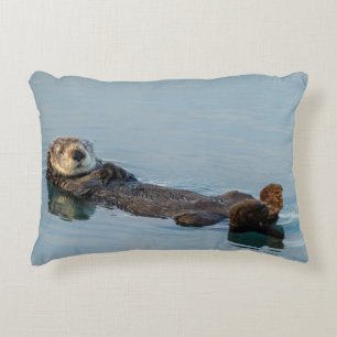 Zeeotter drijft op rug in oceaan accent kussen