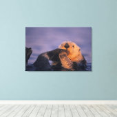 Zeeotter, Enhydra lutris Canvas Afdruk (Insitu (Houten vloer))