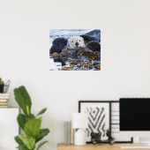 Zeeotter gewikkeld in kelp poster (Thuiskantoor)