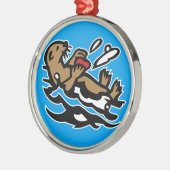 Zeeotter Metalen Ornament (Links)