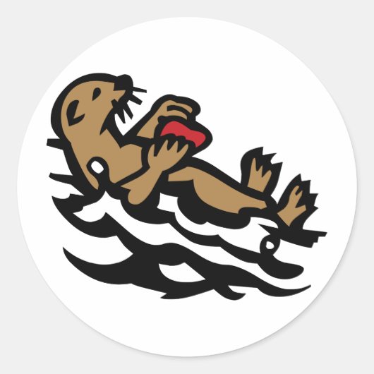 Zeeotter Ronde Sticker (Voorkant)