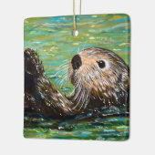 Zeeotter Schilderij Keramisch Ornament (Links)