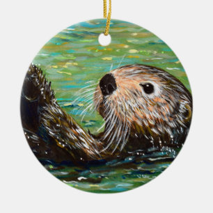 Zeeotter Schilderij Keramisch Ornament