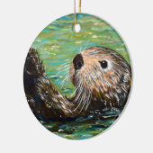 Zeeotter Schilderij Keramisch Ornament (Links)