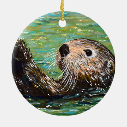 Zeeotter Schilderij Keramisch Ornament (Achterkant)