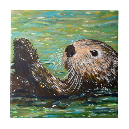 Zeeotter Schilderij Tegeltje (Voorkant)