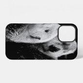 Zeeotters: Paar in Zwart Wit. iPhone Hoesje (Achterkant horizontaal)