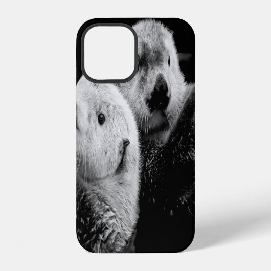 Zeeotters: Paar in Zwart Wit. iPhone Hoesje (Achterkant)
