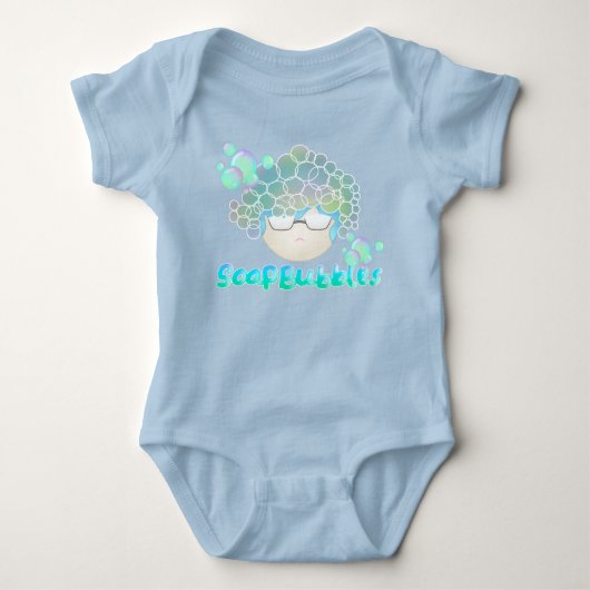 Zeep Bubbels baby boy blauw Romper (Voorkant)