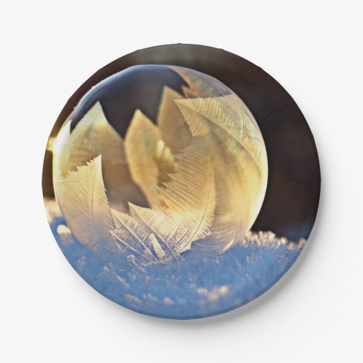 Zeep Bubble op sneeuw Papieren Bordje (Voorkant)