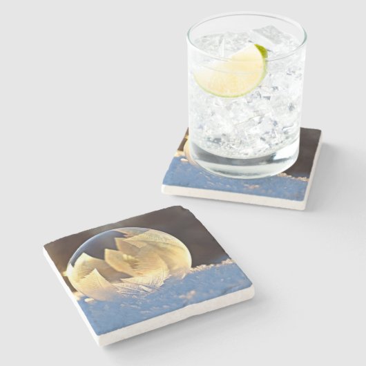 Zeep Bubble op sneeuw Stenen Onderzetter (Zijkant)