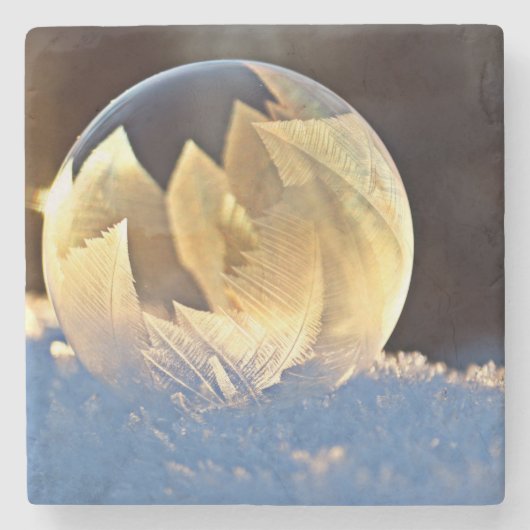 Zeep Bubble op sneeuw Stenen Onderzetter (Voorkant)