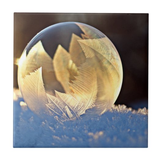 Zeep Bubble op sneeuw Tegeltje (Voorkant)