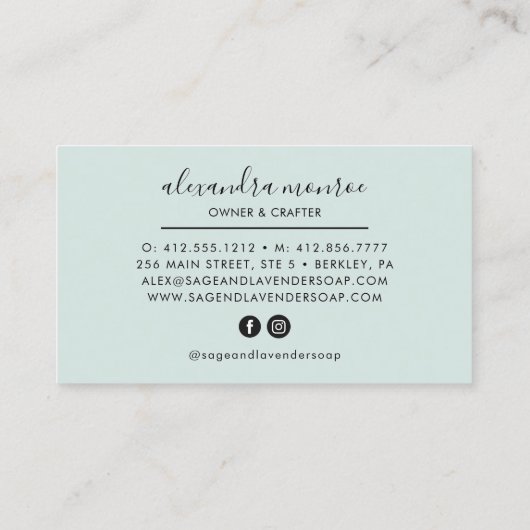 Zeep en bubbels | Zakzeepambachtsman Visitekaartje (Achterkant)