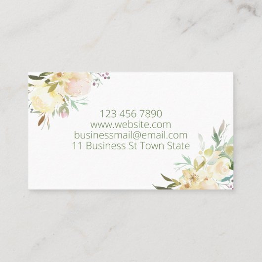 Zeep en zeep van zacht bloemkaars visitekaartje (Achterkant)