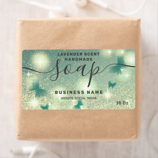 Zeep-etiket met glittery Butterfly-script Etiket (Insitu)