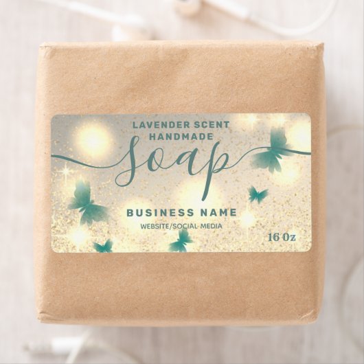 Zeep-etiket met glittery Butterfly-script Etiket (Insitu)