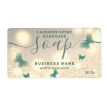 Zeep-etiket met glittery Butterfly-script