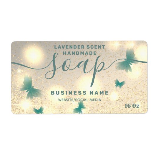 Zeep-etiket met glittery Butterfly-script Etiket (Voorkant)