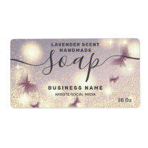 Zeep-etiket met glittery Butterfly-script