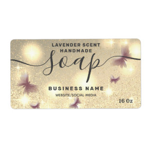 Zeep-etiket met glittery Butterfly-script Etiket