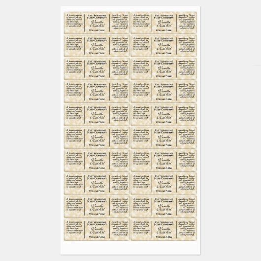 Zeep-etiketten van waterdichte perkampapier labels (Vel)