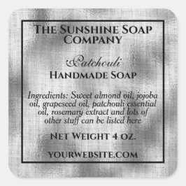  zeep, geweven zilverfolie vierkante sticker