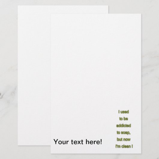 Zeep grappige tekst briefpapier (Voorkant / Achterkant)