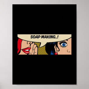 zeep maken vrouwen fluisteren zeep komisch poster